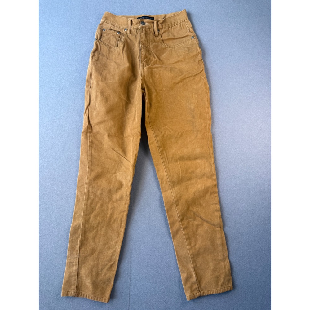 NY Line Vintage Womens High Rise Straight Leg Cotton Pants Mustard Tan Size 8